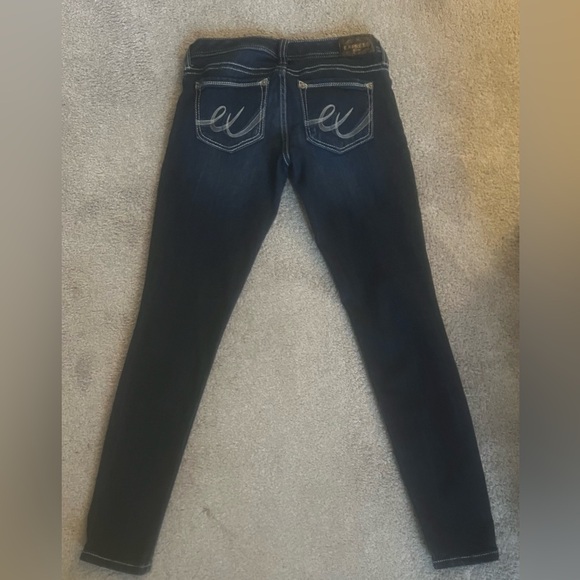 Express Blue Skinny Jeans with Tapered Fit - Picture 2 of 5